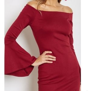 💙NAVY💙 Off Shoulder Bell Sleeve Dress